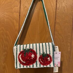 Viral Beaded and Embroidered Tomato Design Handbag